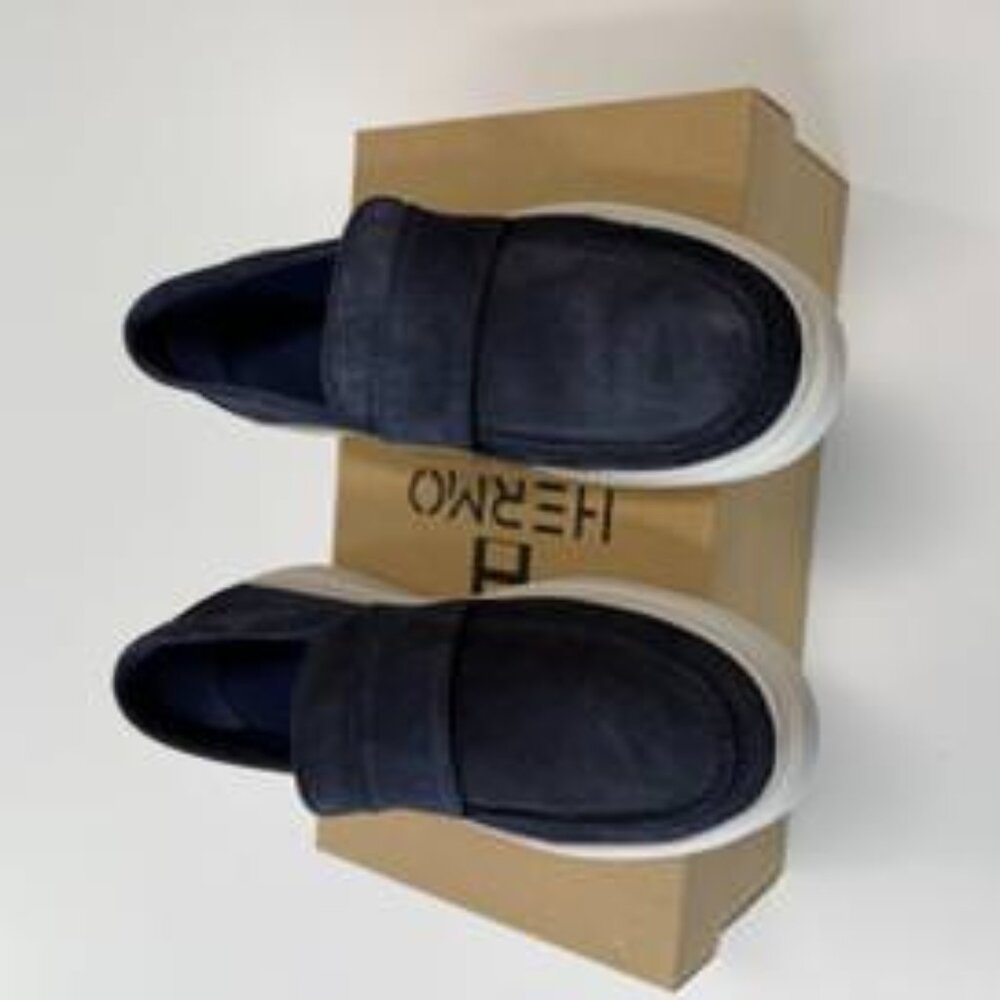 HERMO Navy Men's Made In Portugal Suede Driving Loafers